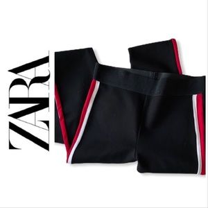 ZARA Basic Black Red White Leggings Size Medium